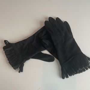 Vintage 1940’s Crescendoe black fringe nylon gloves EZ fit women’s size A 6 1/2